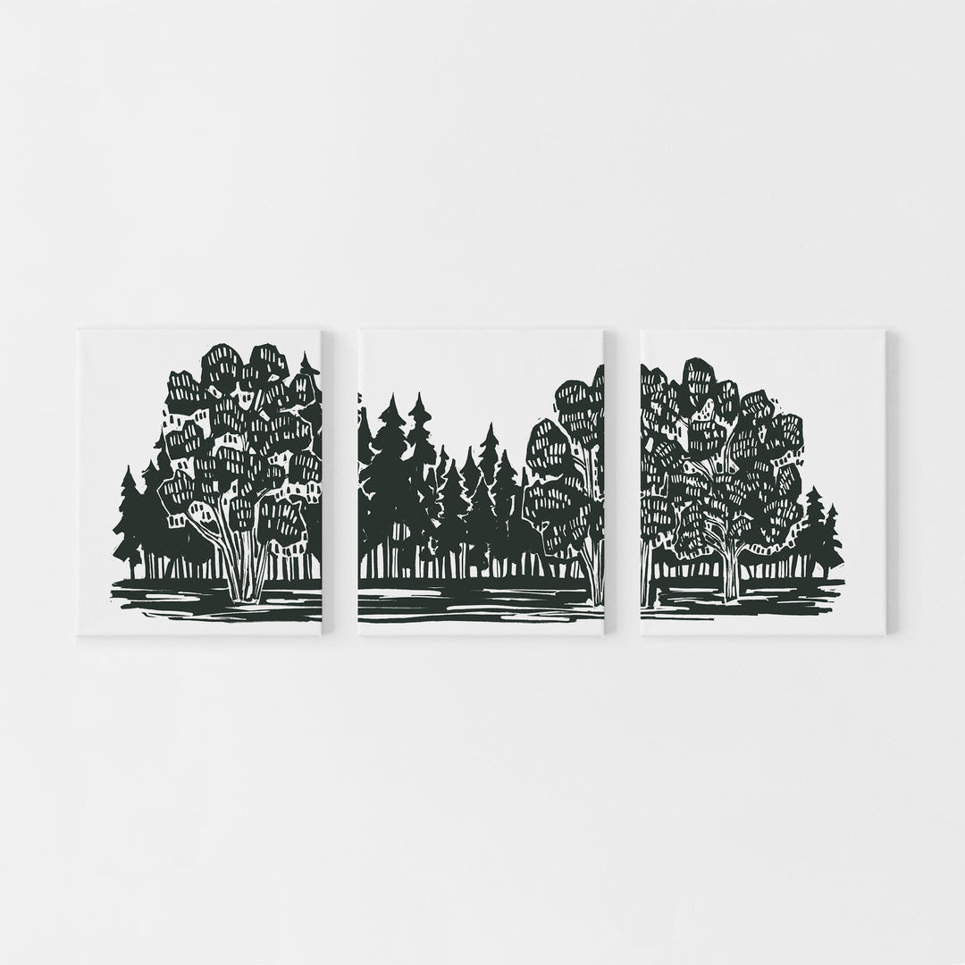 Shadowed Woodland Triptych - Set of 3 - Jetty Home