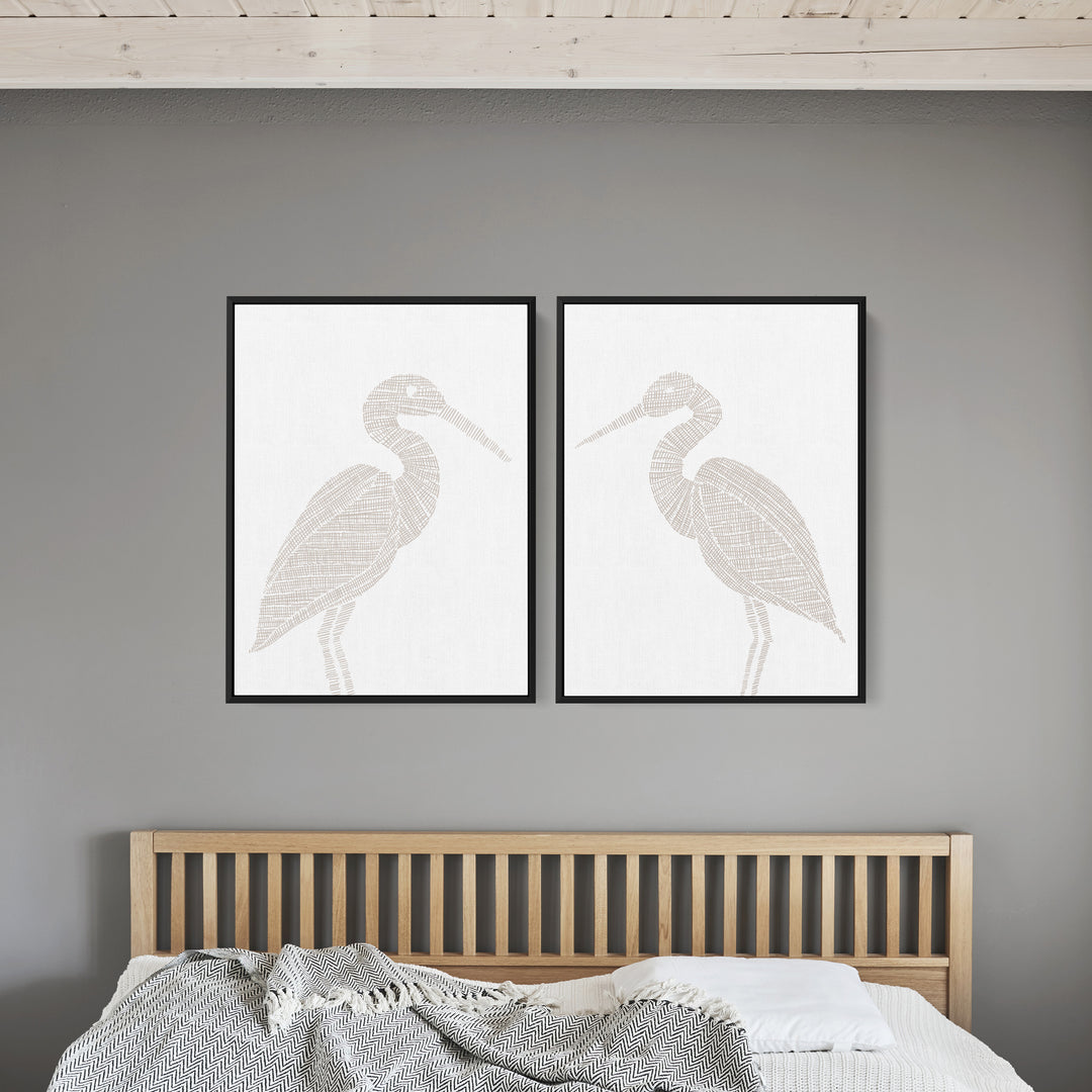 Woven Heron Diptych - Set of 2 - Jetty Home