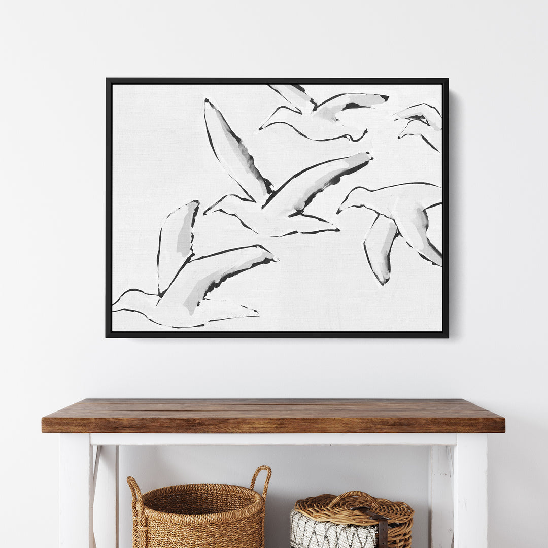 Black & White Gulls in Flight - Jetty Home