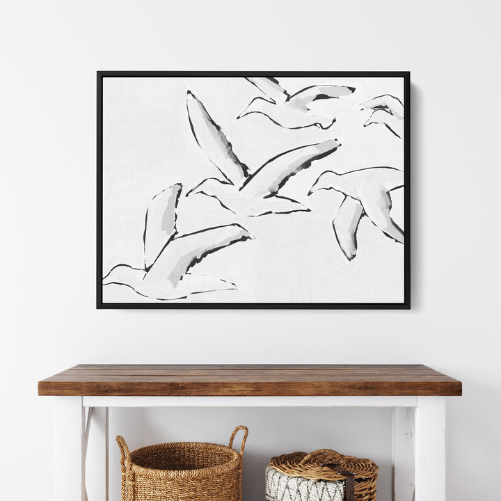 Black & White Gulls in Flight - Jetty Home