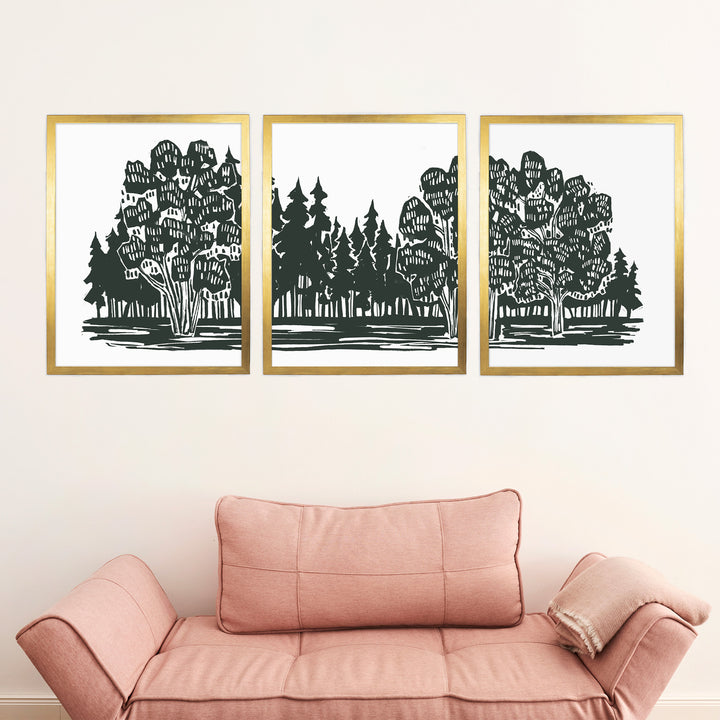 Shadowed Woodland Triptych - Set of 3 - Jetty Home