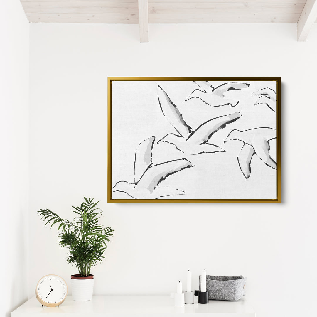 Black & White Gulls in Flight - Jetty Home