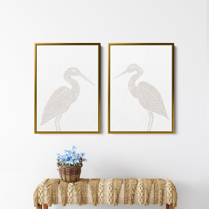 Woven Heron Diptych - Set of 2 - Jetty Home