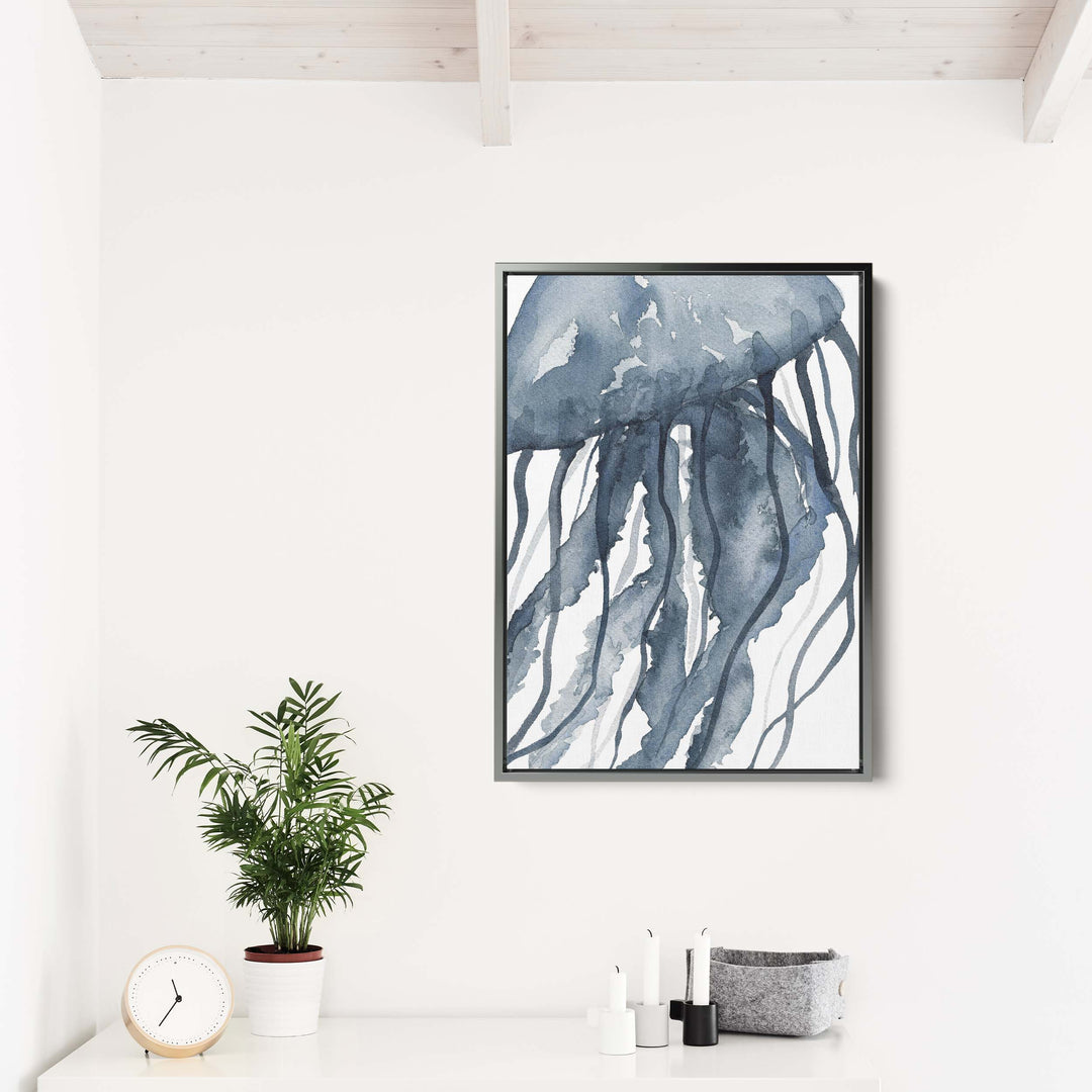 Blue Watercolor Jellyfish No. 2 - Jetty Home
