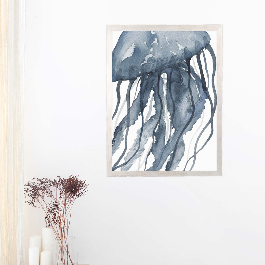 Blue Watercolor Jellyfish No. 2 - Jetty Home