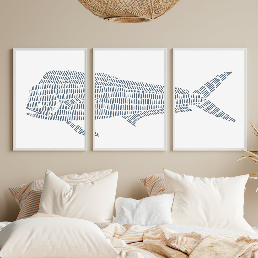 Mahi Mahi Illustration - Set of 3 - Jetty Home