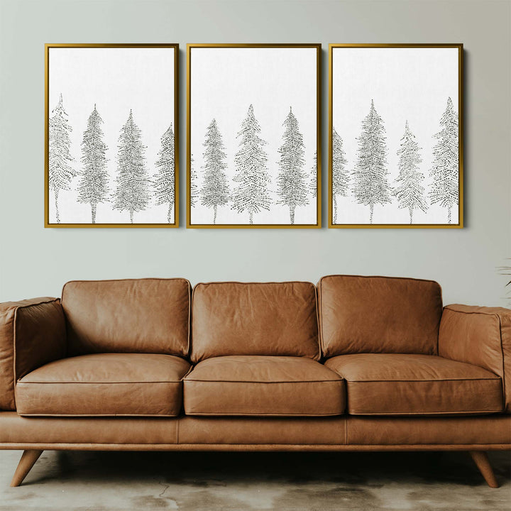 Minimalist Pine Tree Line - Set of 3 - Jetty Home