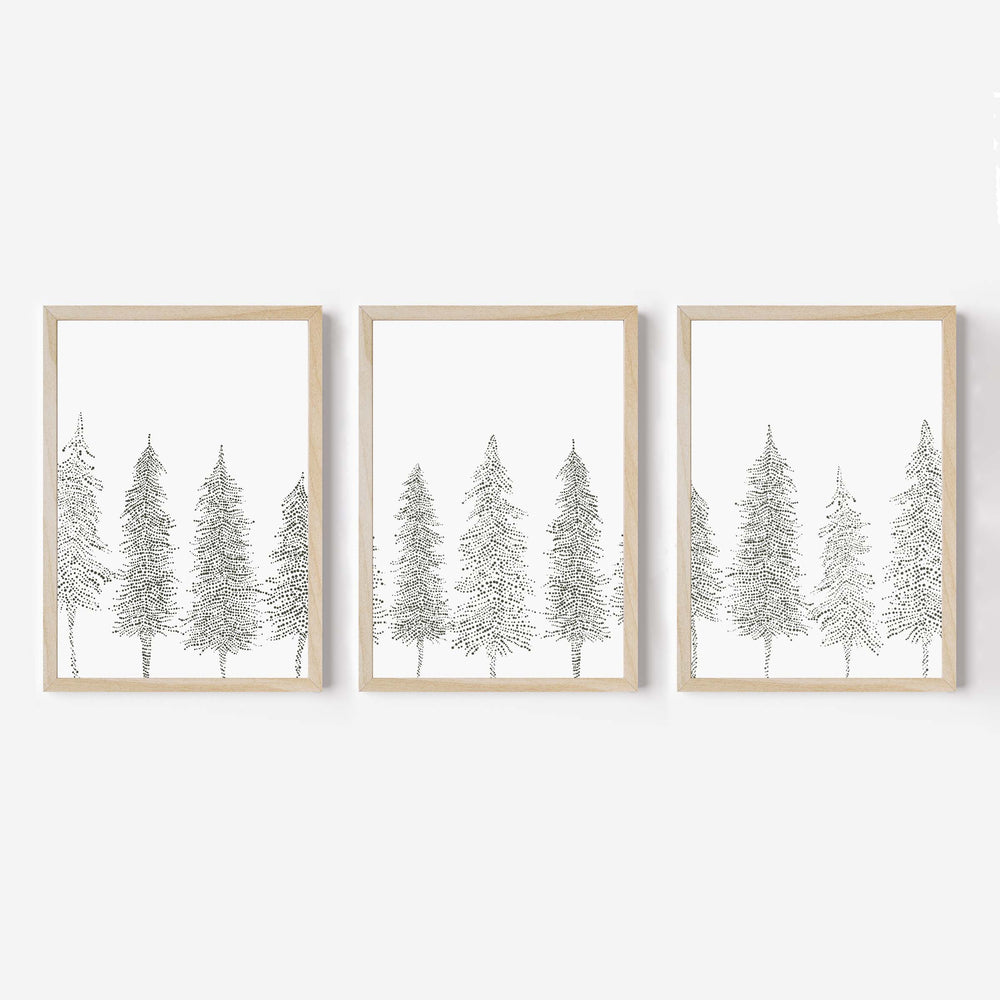 Minimalist Pine Tree Line - Set of 3 - Jetty Home