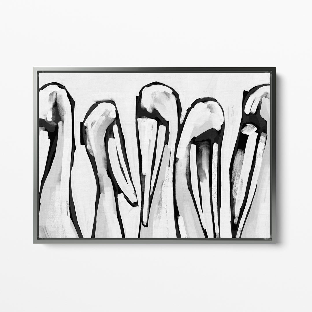 Black & White Pelican Gathering - Jetty Home
