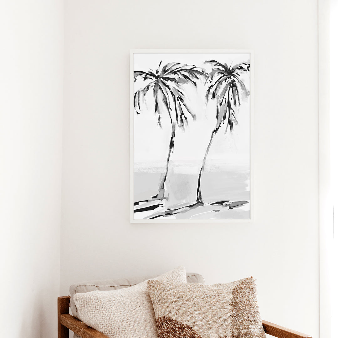 Black & White Leaning Palms - Art Print or Canvas - Jetty Home