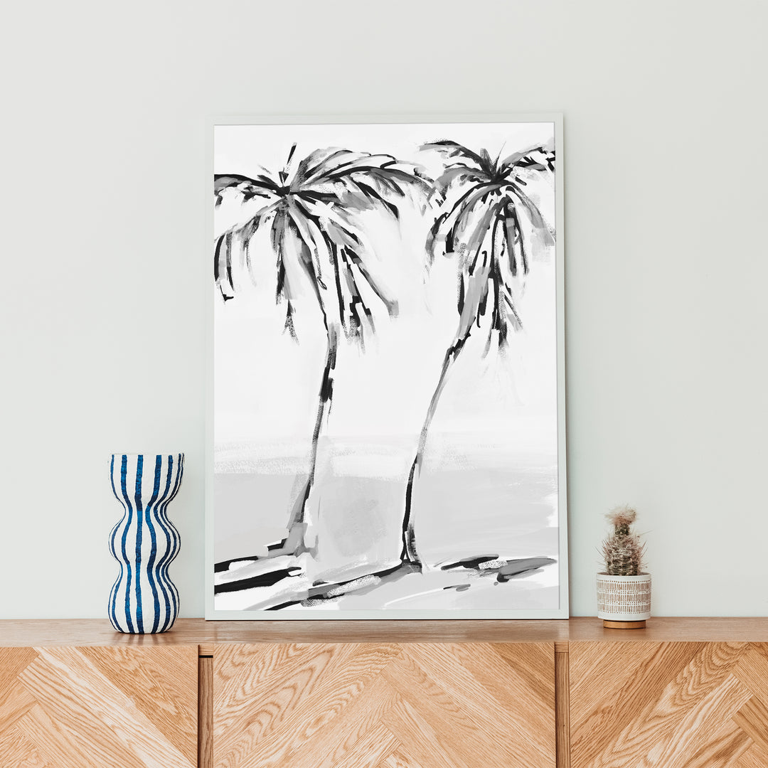 Black & White Leaning Palms - Art Print or Canvas - Jetty Home
