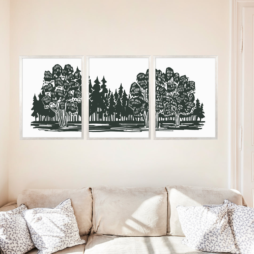Shadowed Woodland Triptych - Set of 3 - Jetty Home