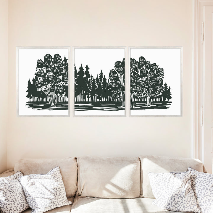 Shadowed Woodland Triptych - Set of 3 - Jetty Home