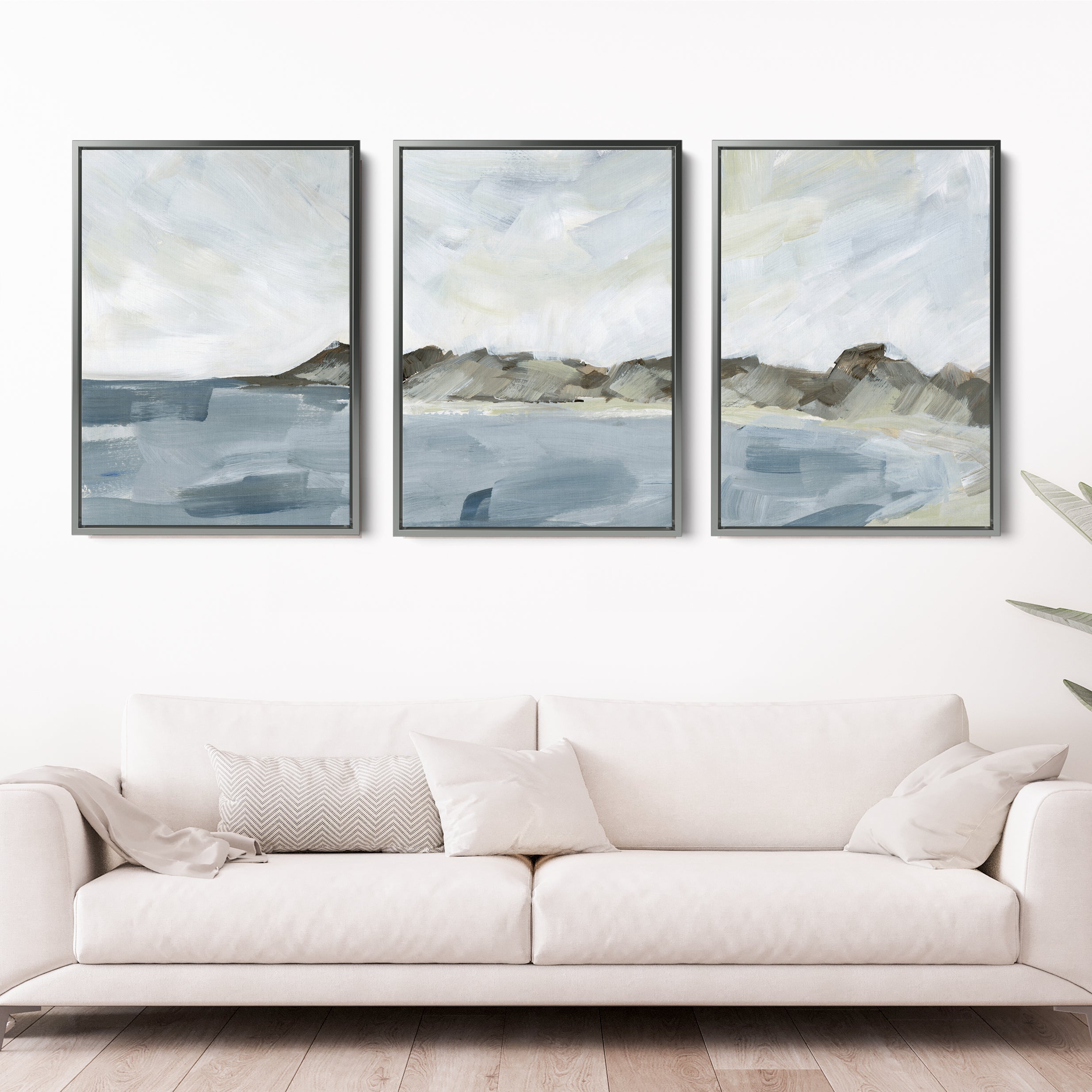 Shoreline Cove - Set of 3 | Minimal Seascape Painting Triptych Art ...
