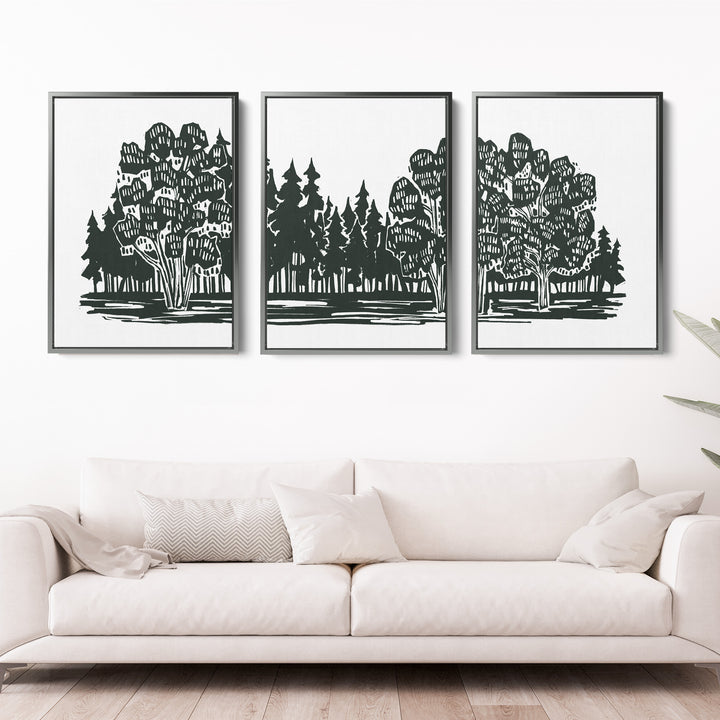 Shadowed Woodland Triptych - Set of 3 - Jetty Home