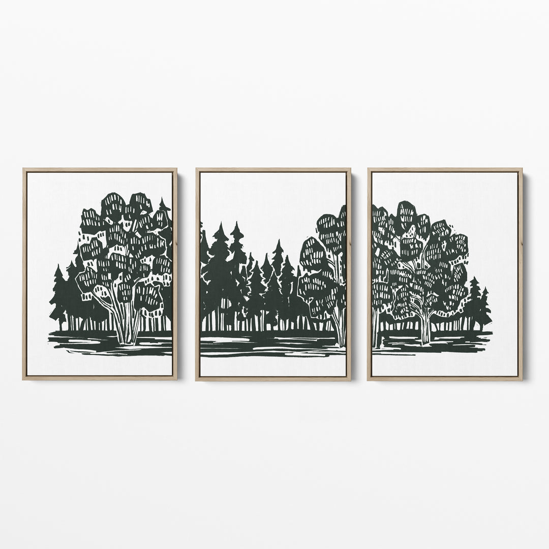 Shadowed Woodland Triptych - Set of 3 - Jetty Home