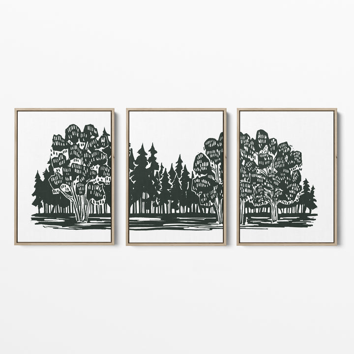 Shadowed Woodland Triptych - Set of 3 - Jetty Home