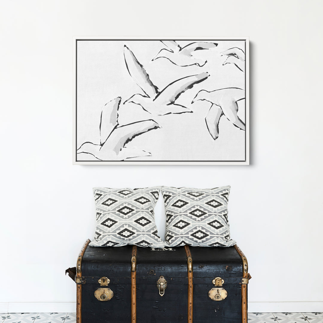 Black & White Gulls in Flight - Jetty Home