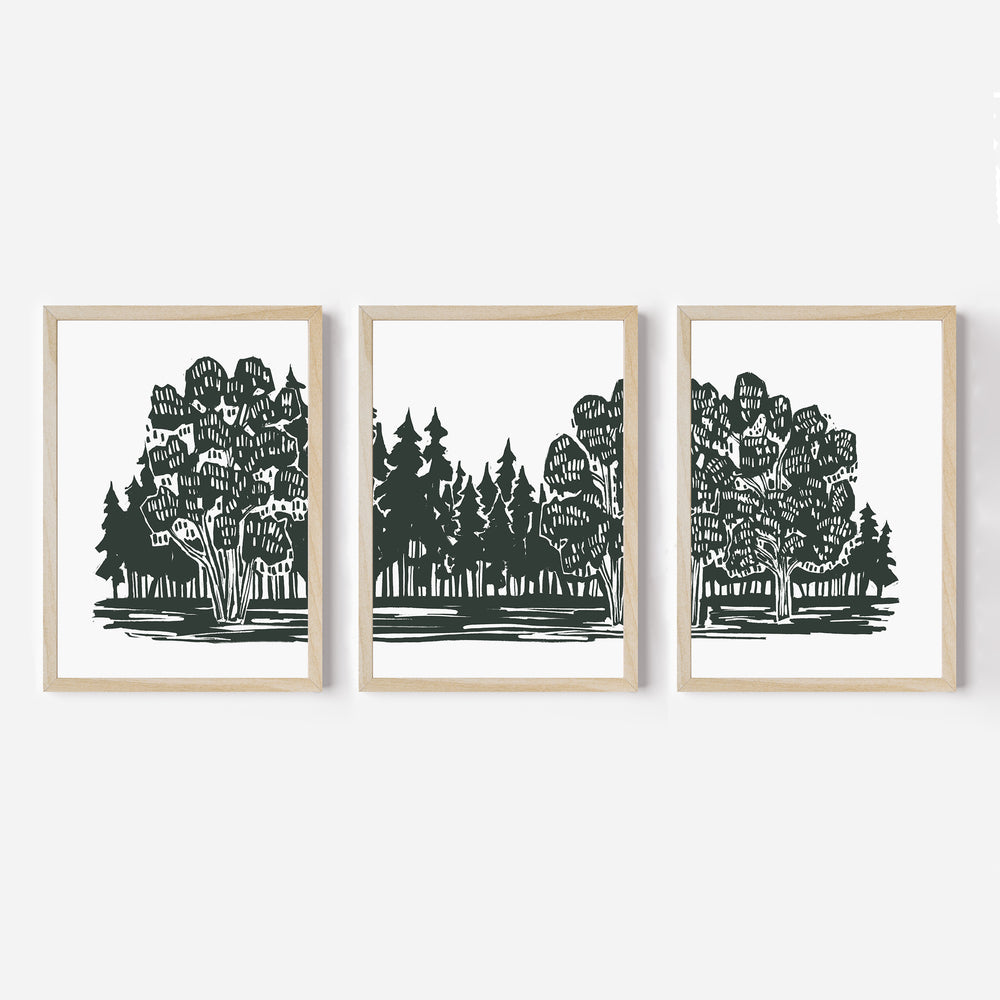 Shadowed Woodland Triptych - Set of 3 - Jetty Home