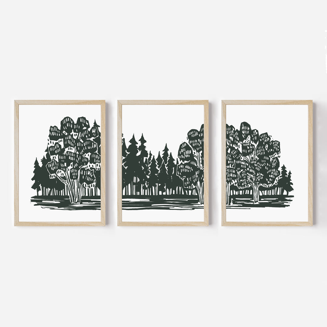 Shadowed Woodland Triptych - Set of 3 - Jetty Home