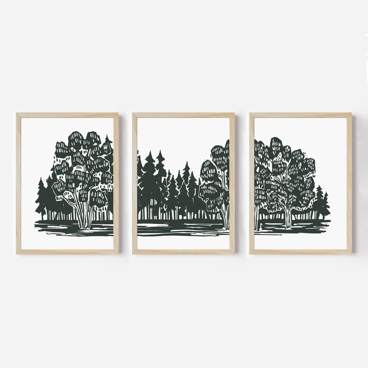 Shadowed Woodland Triptych - Set of 3 - Jetty Home