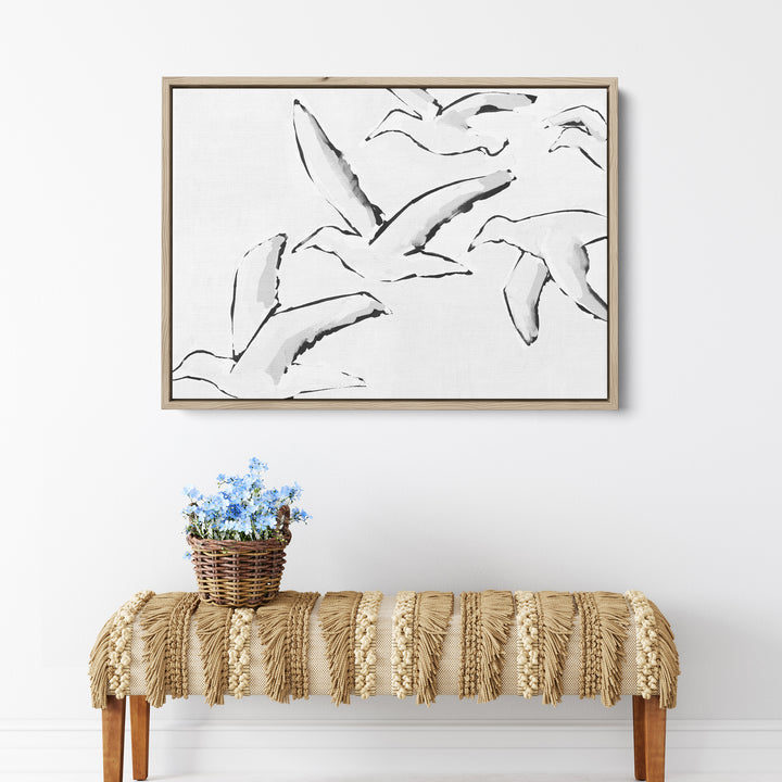 Black & White Gulls in Flight - Jetty Home