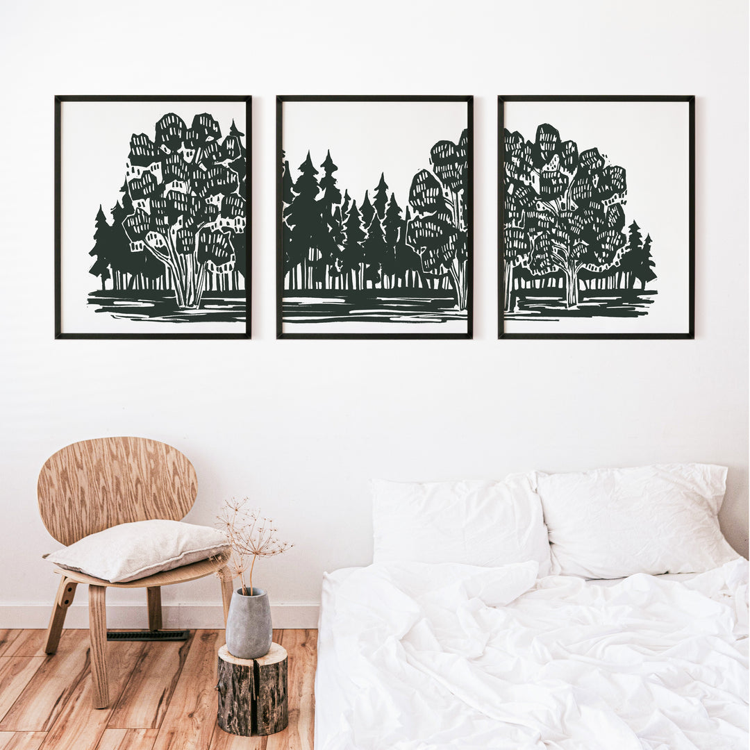 Shadowed Woodland Triptych - Set of 3 - Jetty Home