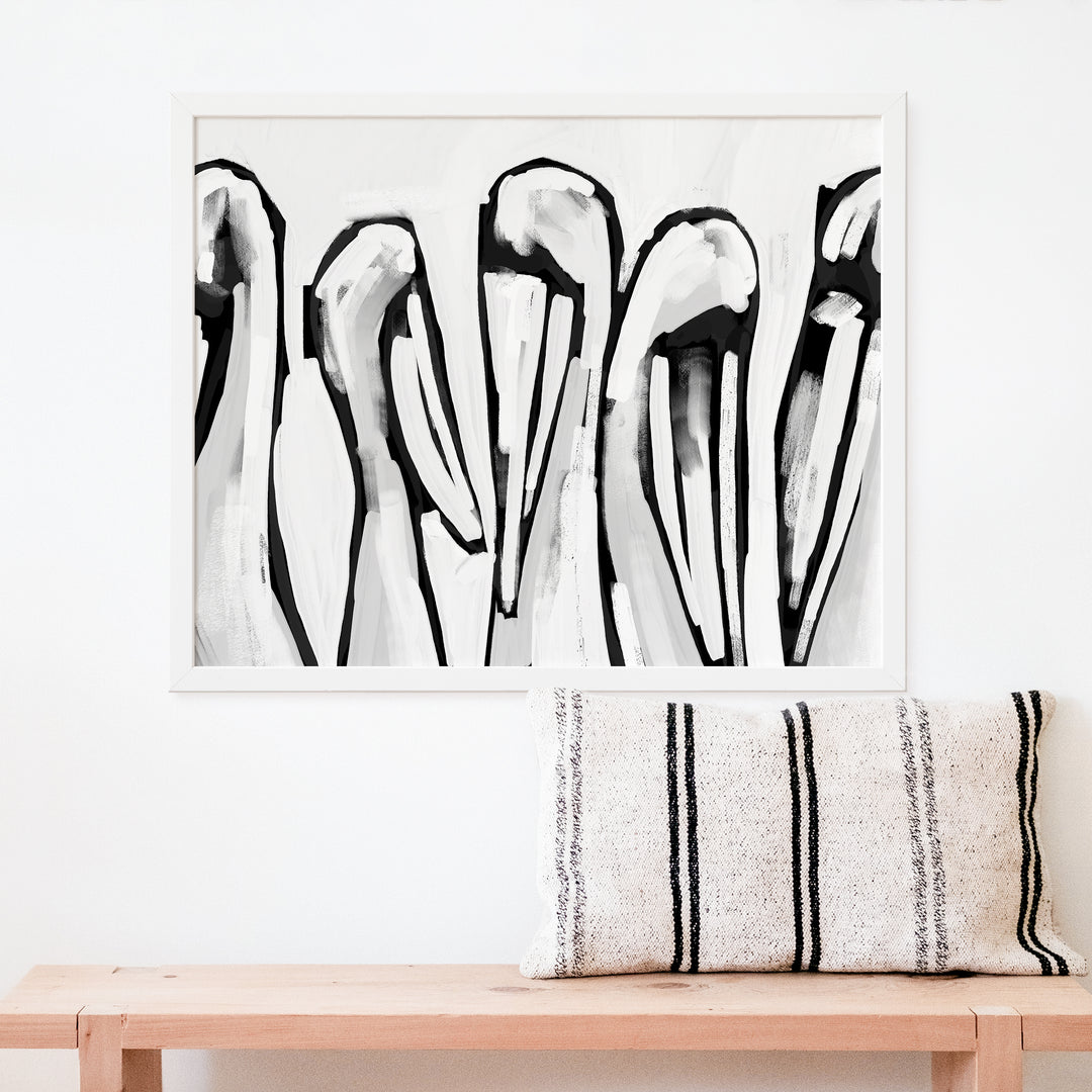 Black & White Pelican Gathering - Art Print or Canvas - Jetty Home