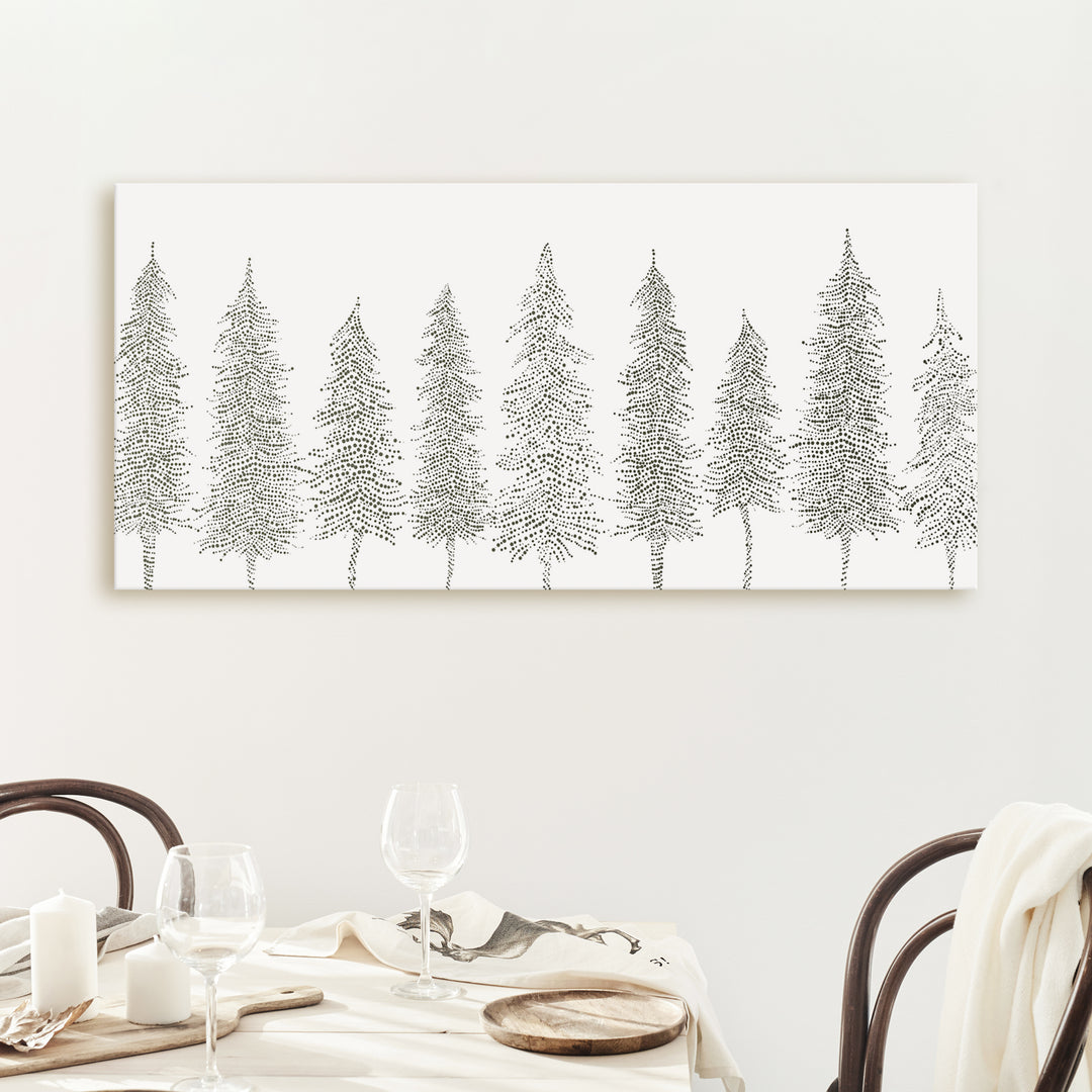 Minimalist Pine Tree Line Panoramic - Art Print or Canvas - Jetty Home
