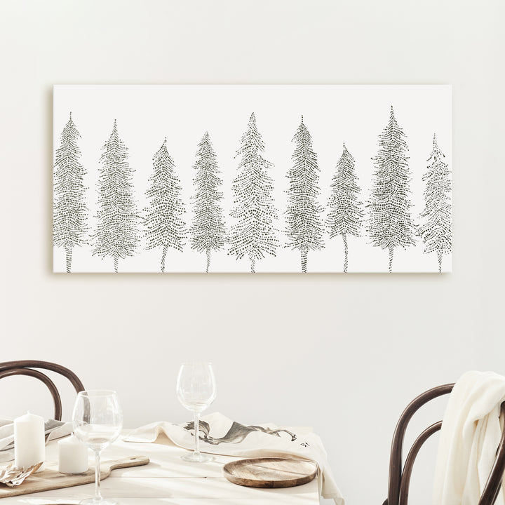 Minimalist Pine Tree Line Panoramic - Art Print or Canvas - Jetty Home