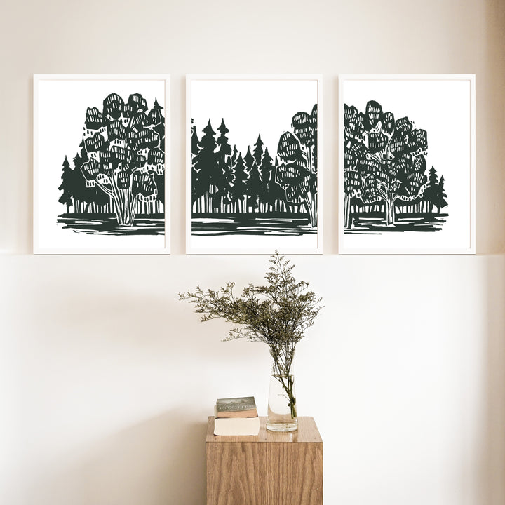 Shadowed Woodland Triptych - Set of 3 - Jetty Home