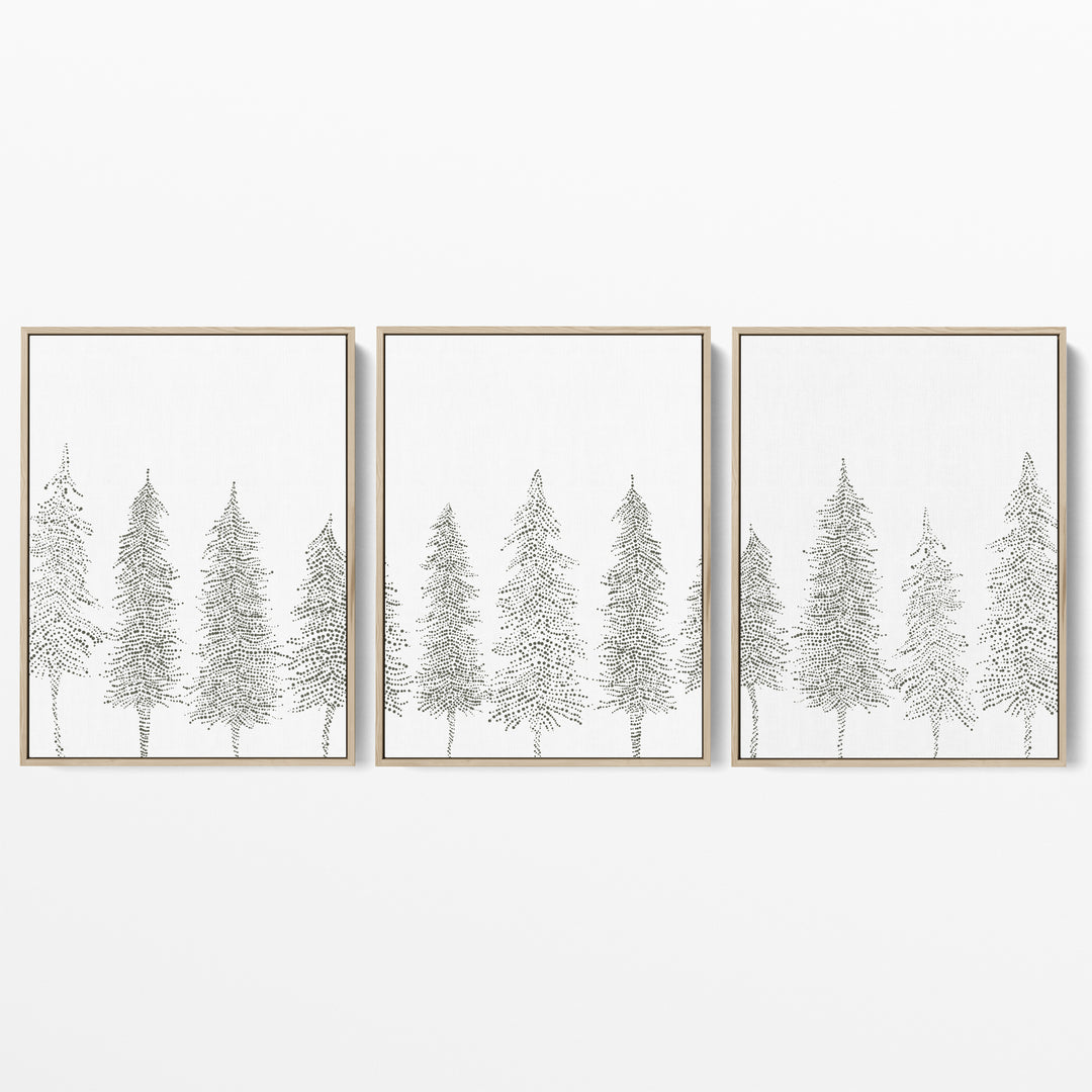 Minimalist Pine Tree Line - Set of 3 - Jetty Home