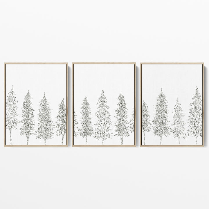 Minimalist Pine Tree Line - Set of 3 - Jetty Home