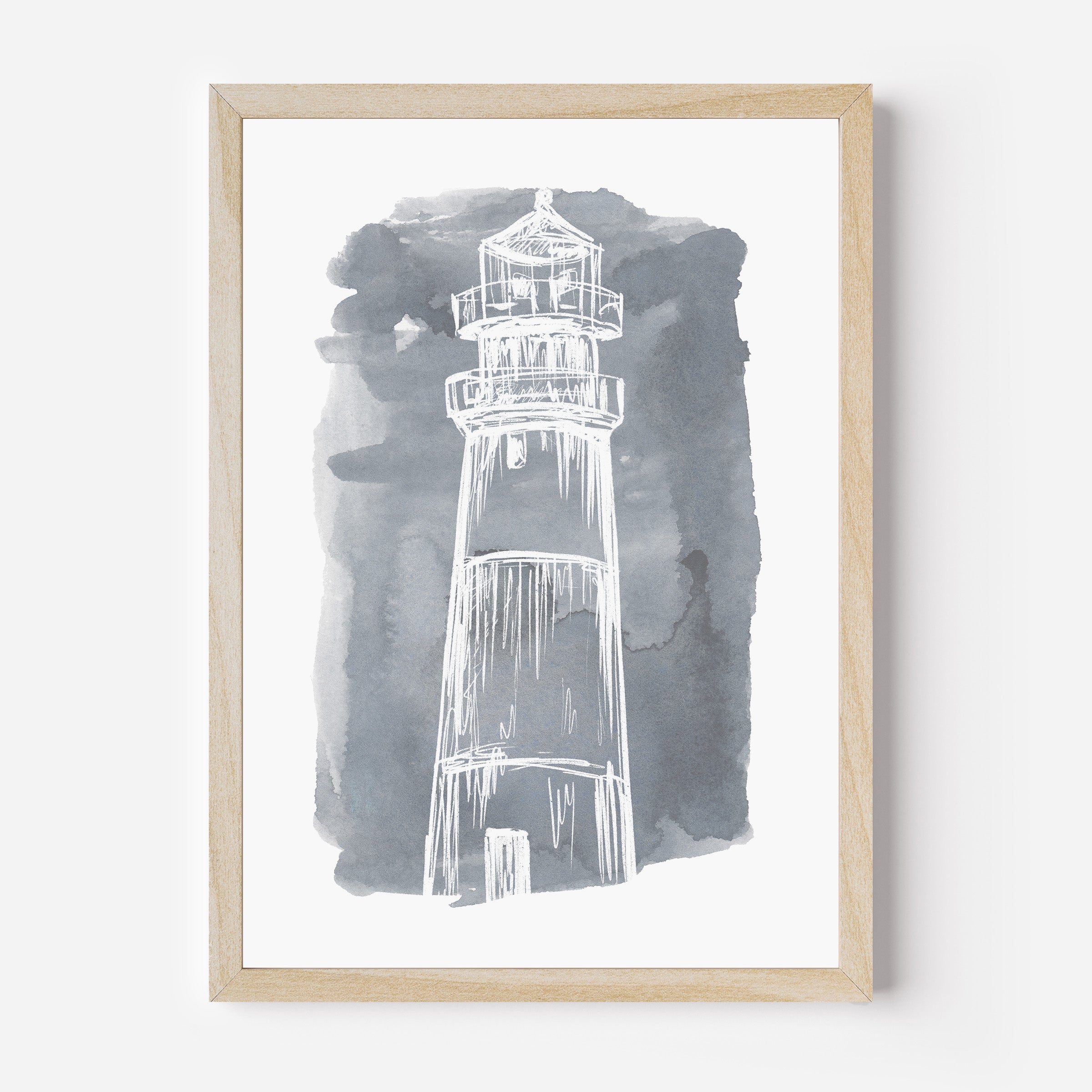 Watercolor Lighthouse Illustration | Modern Nautical Nursery Wall Art ...