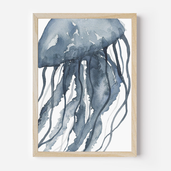 Blue Watercolor Jellyfish No. 2  - Art Print or Canvas - Jetty Home