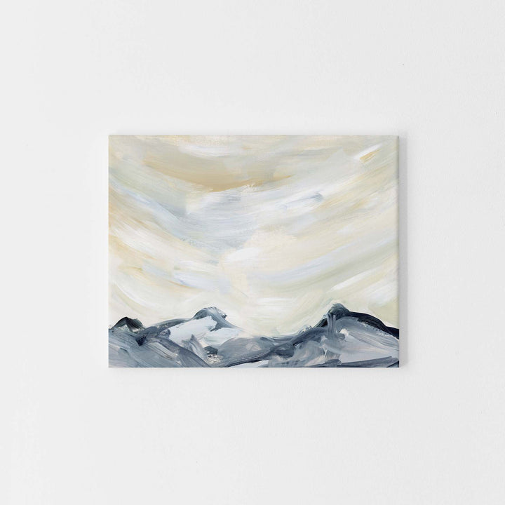 Mountain Range Minimalist Winter Painting Wall Art Print or Canvas - Jetty Home