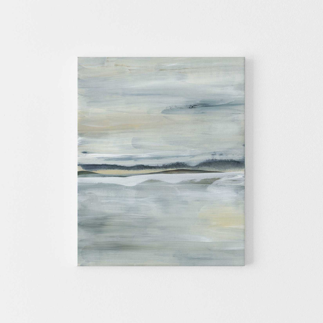 Neutral Abstract Lake Landscape Painting Wall Art Print or Canvas - Jetty Home