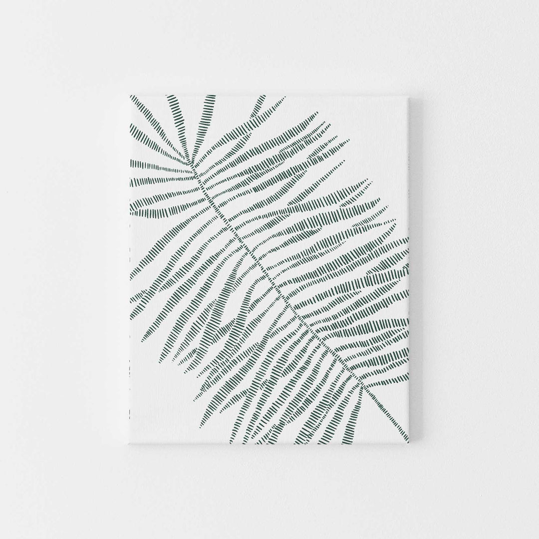 Palm Frond Leaf Modern Minimalist Tropical Green Wall Art Print or Canvas - Jetty Home