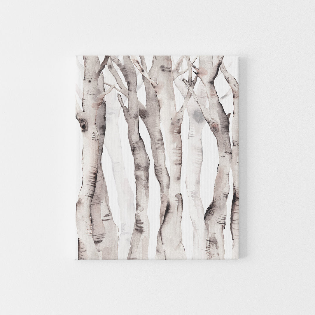 Watercolor Aspen Birch Tree Lodge Wall Art Print or Canvas - Jetty Home