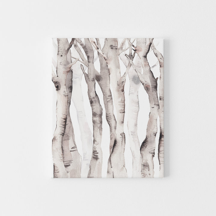 Watercolor Aspen Birch Tree Lodge Wall Art Print or Canvas - Jetty Home