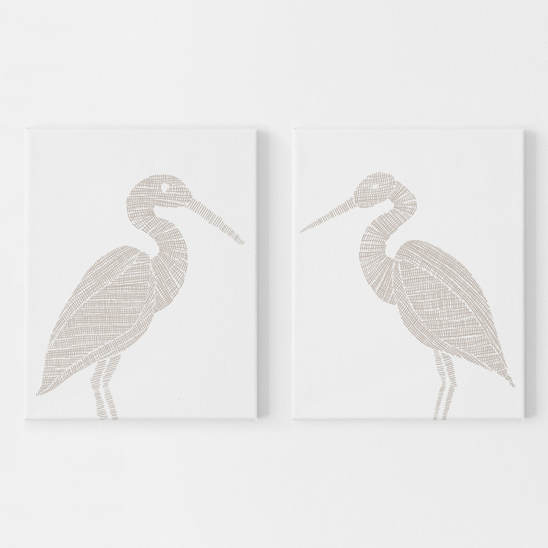 Woven Heron Diptych - Set of 2  - Art Prints or Canvases - Jetty Home