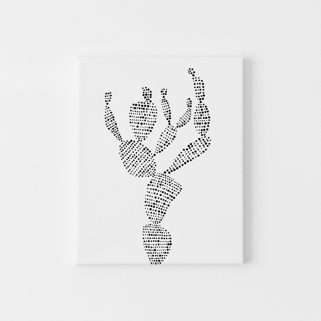 Minimalist Desert Decor Prickly Pear Cacti Dot Drawing Wall Art Print or Canvas - Jetty Home