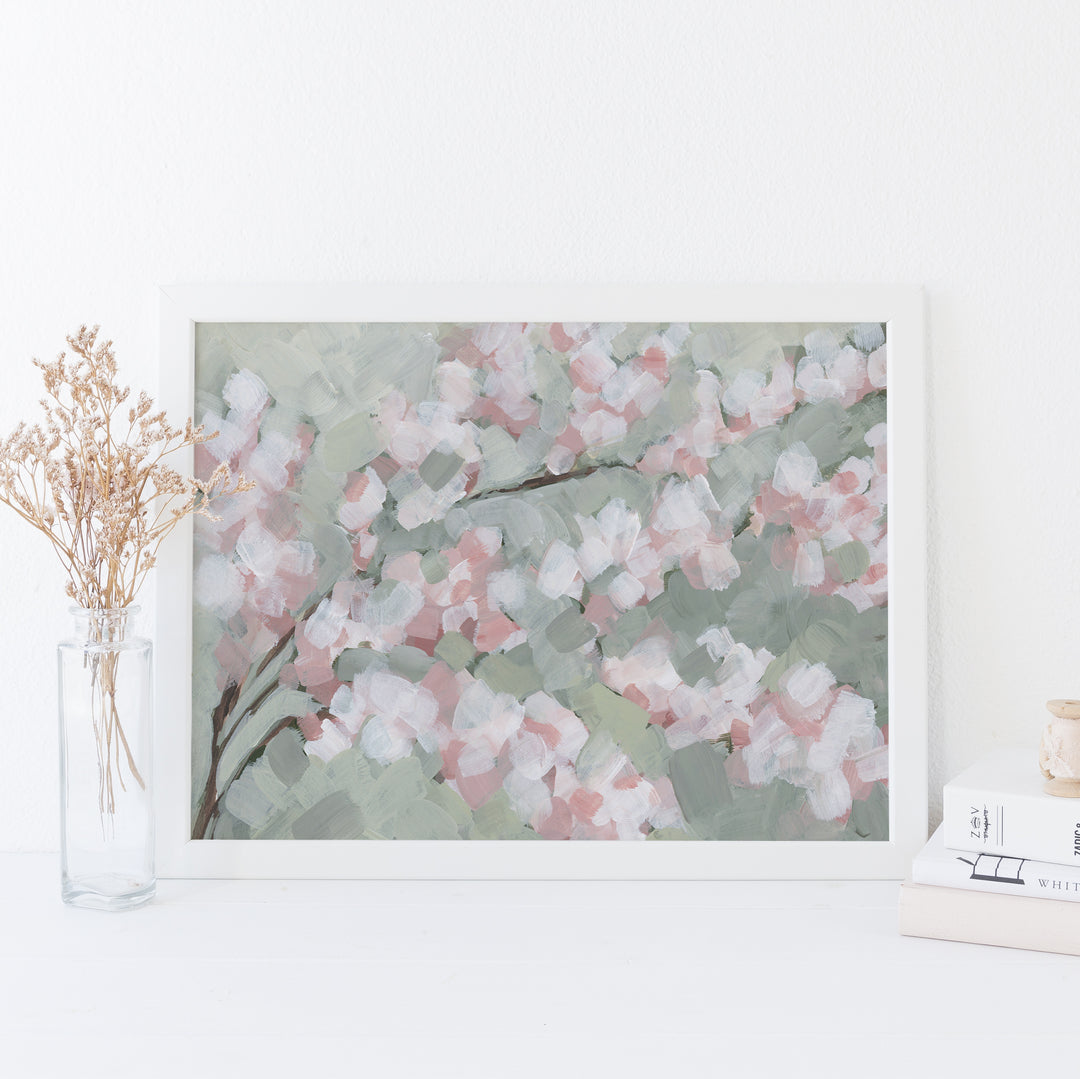 Cherry Dusk - Flower Painting Springtime Artwork by Jetty Home - Framed View 3
