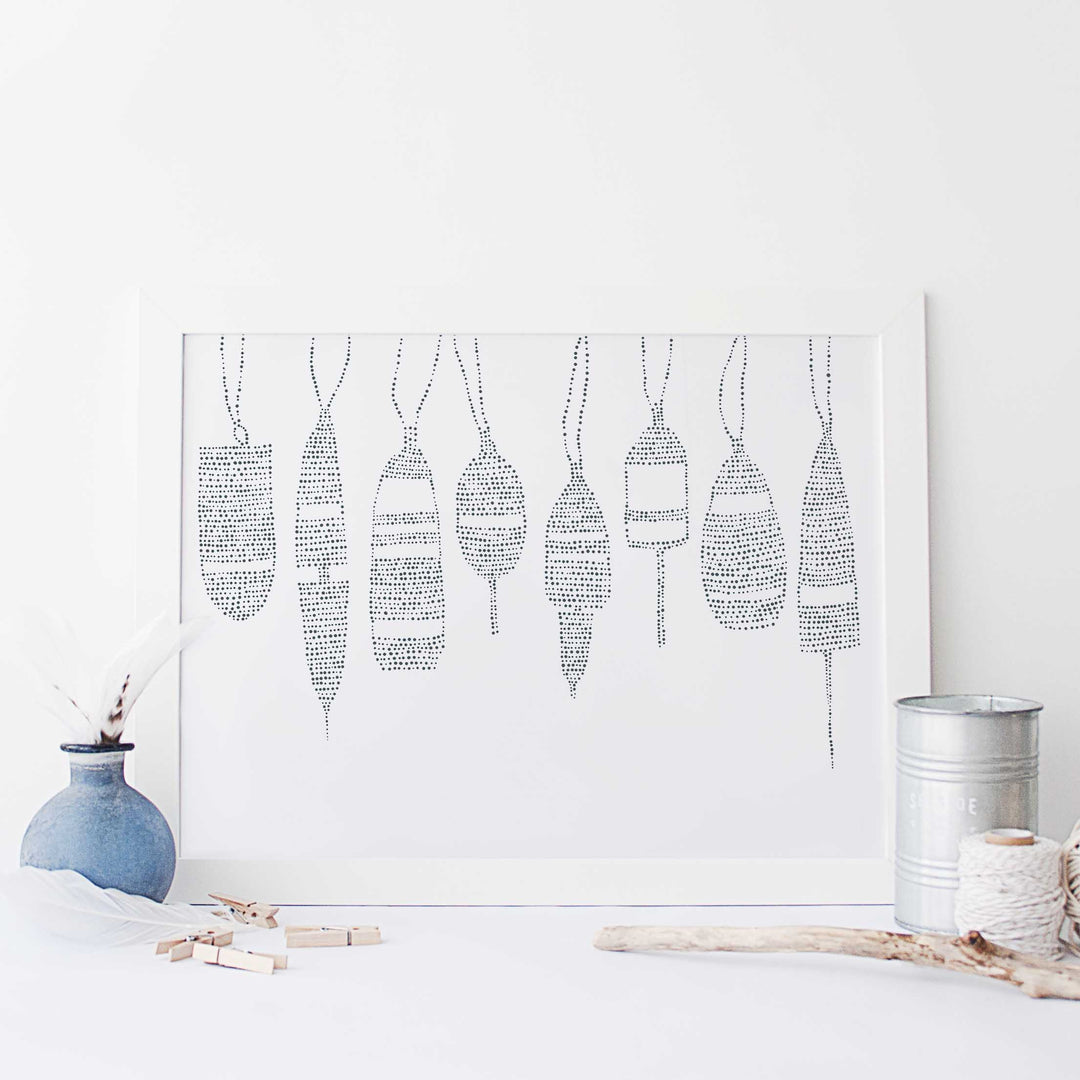 Minimalist Buoys Illustration Wall Art Print or Canvas - Jetty Home