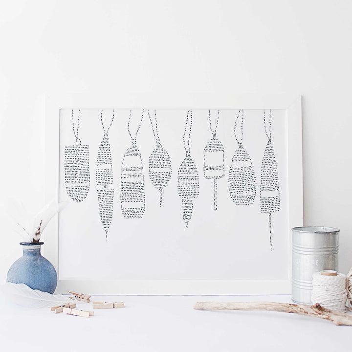 Minimalist Buoys Illustration Wall Art Print or Canvas - Jetty Home