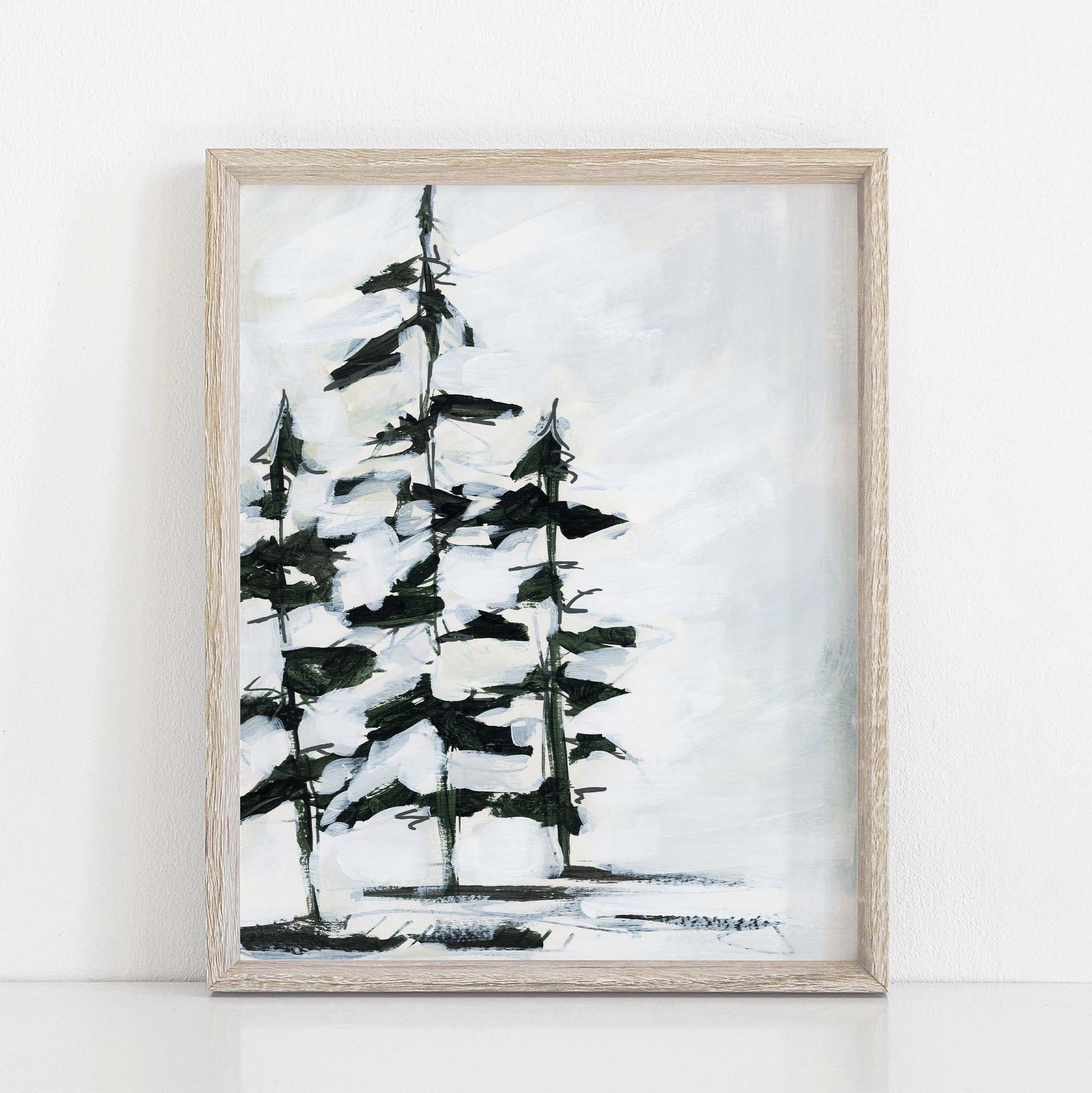 black and white pine tree paintings