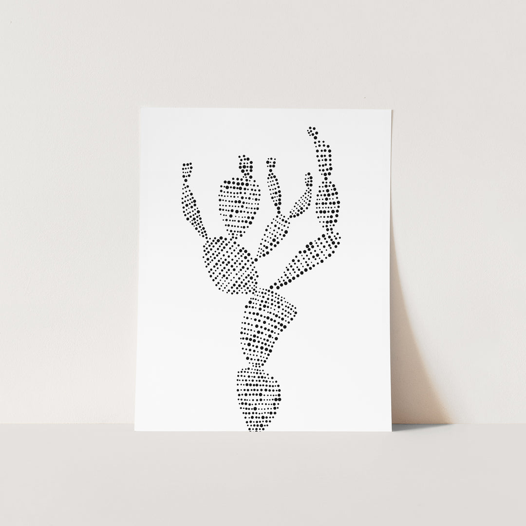 Minimalist Desert Decor Prickly Pear Cacti Dot Drawing Wall Art Print or Canvas - Jetty Home