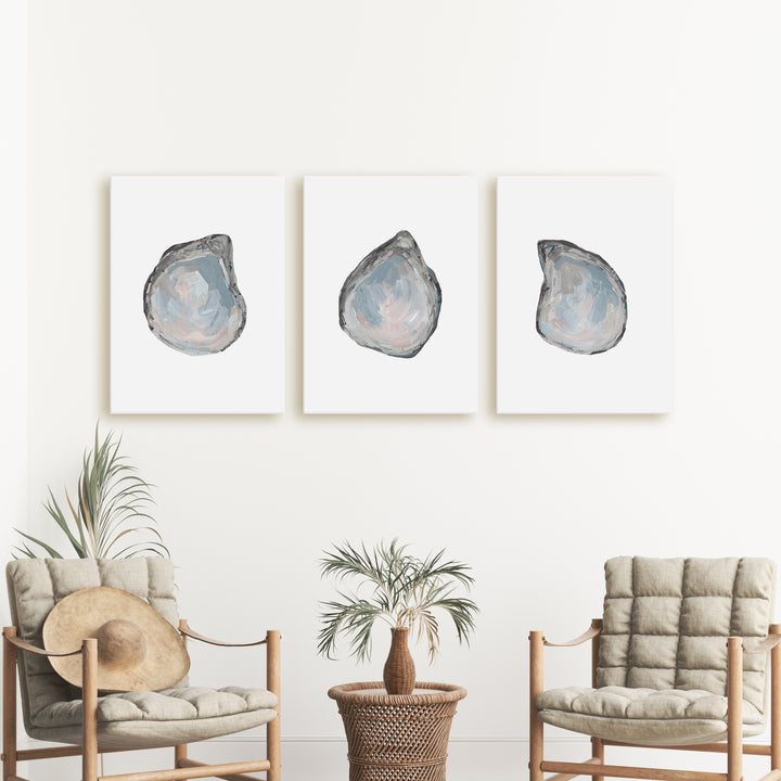 Drifted Oysters Triptych - Set of 3  - Art Prints or Canvases - Jetty Home