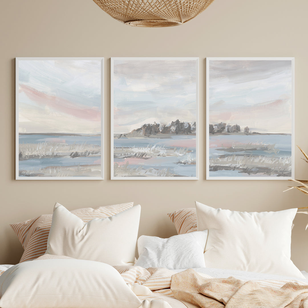 Marsh Sunrise - Set of 3  - Art Prints or Canvases - Jetty Home