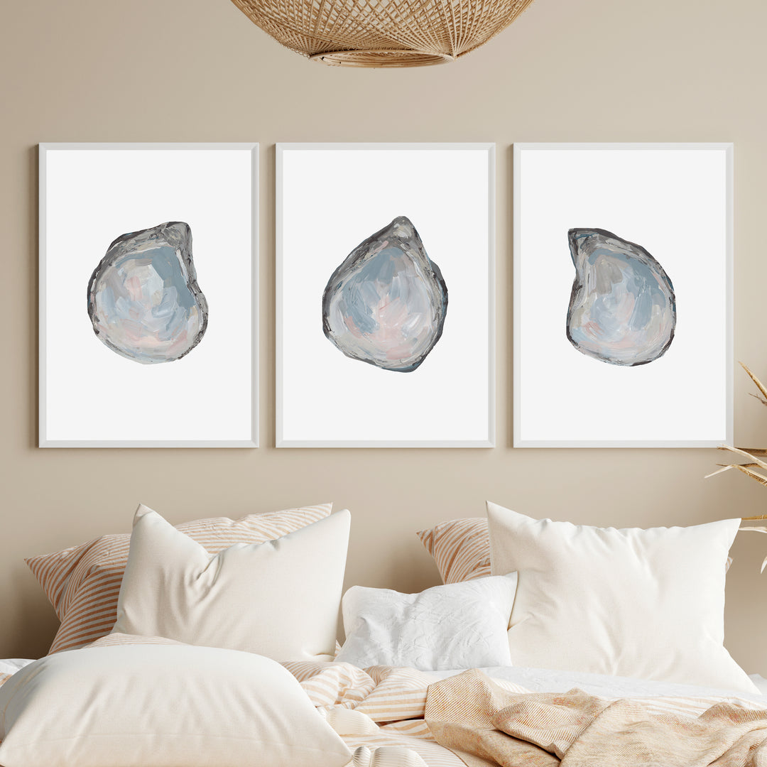 Drifted Oysters Triptych - Set of 3  - Art Prints or Canvases - Jetty Home